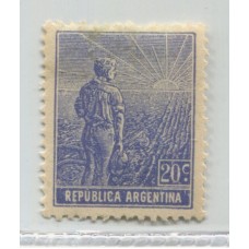 ARGENTINA 1915 GJ 381 ESTAMPILLA ITALIANO VERTICAL 13 x 13 NUEVA CON GOMA PEQUEÑO ADELGAZAMIENTO Y FALTA DE DIENTE SUPERIOR U$ 45